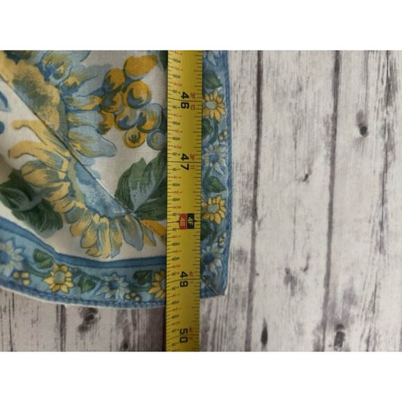 Vintage April Cornell Tablecloth Sunflower Yellow Blue Floral Cotton 48" X 49" - Picture 14 of 16